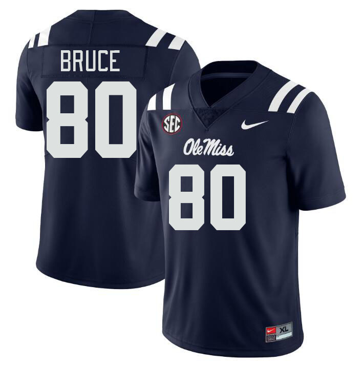 Men #80 Zamari Bruce Ole Miss Rebels College Football Jerseys Stitched-Navy